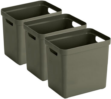 SunWare Opbergbox Sigma - 6x - kunststof - donkergroen - 25 liter - Opbergbakken/opbergers