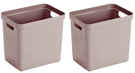 SunWare Opbergbox Sigma - 6x - kunststof - roze - 25 liter - Opbergbakken/opbergers