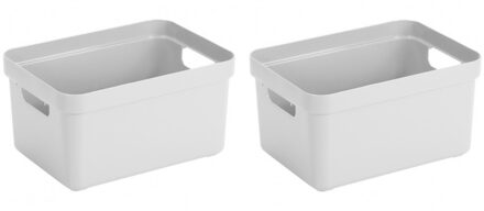 SunWare Opbergbox Sigma - 6x - kunststof - wit - 13 liter - 35 x 25 x 18 cm - Opbergbakken