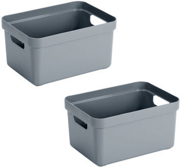 SunWare Opbergbox Sigma - 6x stuks - kunststof - blauw - 5 liter - 25,2 x 18 x 12,2 cm - Opbergbakke