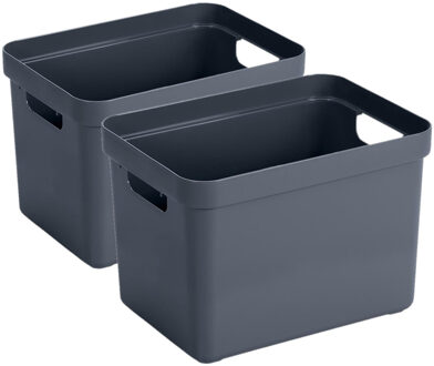 SunWare Opbergbox Sigma - 8x - kunststof - donkerblauw - 18 liter - Opbergbakken/opbergers