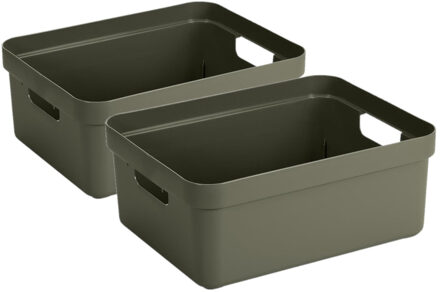 SunWare Opbergbox Sigma - 8x - kunststof - donkergroen - 24 liter - Opbergbakken/opbergers