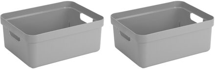 SunWare Opbergbox Sigma - 8x - kunststof - lichtgrijs - 24 liter - Opbergbakken/opbergers