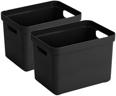 SunWare Opbergbox Sigma - 8x - kunststof - zwart - 18 liter - Opbergbakken/opbergers