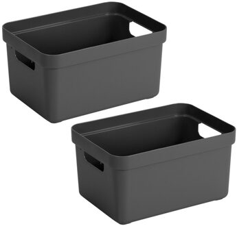 SunWare Opbergbox Sigma - 8x stuks - kunststof - antraciet - 5 liter - 25,2 x 18 x 12,2 cm - Opbergb