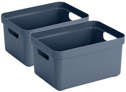 SunWare Opbergbox Sigma - 8x stuks - kunststof - donkerblauw - 5 liter - 25,2 x 18 x 12,2 cm - Opber