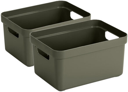 SunWare Opbergbox Sigma - 8x stuks - kunststof - donkergroen - 5 liter - 25,2 x 18 x 12,2 cm - Opber