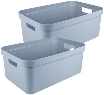 SunWare opbergbox Sigma Home - 2x - kunststof - 45 liter - lichtblauw - opberg dozen/bakken