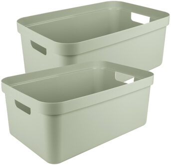 SunWare opbergbox Sigma Home - 2x - kunststof - 45 liter - lichtgroen - opberg dozen/bakken
