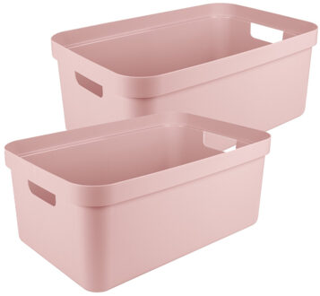 SunWare opbergbox Sigma Home - 2x - kunststof - 45 liter - lichtroze - opberg dozen/bakken