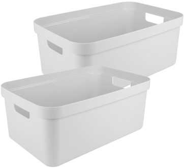 SunWare opbergbox Sigma Home - 2x - kunststof - 45 liter - wit - opberg dozen/bakken