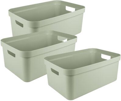 SunWare opbergbox Sigma Home - 3x - kunststof - 45 liter - lichtgroen - opberg dozen/bakken