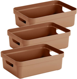 SunWare opbergbox Sigma Home - 3x - kunststof - 9 liter - terra - opberg dozen/bakken