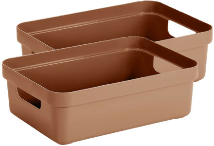 SunWare opbergbox Sigma Home - 4x - kunststof - 9 liter - terra - opberg dozen/bakken