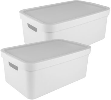 SunWare opbergbox Sigma Home met deksel - 2x - kunststof - 45 liter - wit