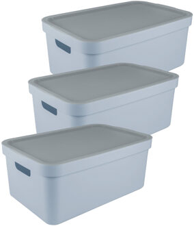 SunWare opbergbox Sigma Home met deksel - 3x - kunststof - 45 liter - lichtblauw