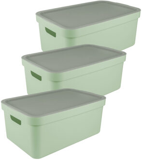 SunWare opbergbox Sigma Home met deksel - 3x - kunststof - 45 liter - lichtgroen