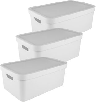 SunWare opbergbox Sigma Home met deksel - 3x - kunststof - 45 liter - wit