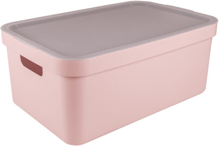 SunWare opbergbox Sigma Home met deksel - kunststof - 45 liter - lichtroze