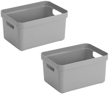 SunWare Opbergbox Sigma - Voordeelset van 10x stuks - kunststof - grijs - 5 liter - 25,2 x 18 x 12,2