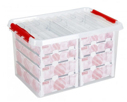 SunWare Opbergbox - voor 116 kerstballen - 62 liter - rood deksel - kerstversiering opruimen