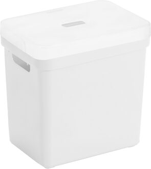 SunWare Opbergboxen/opbergmanden wit van 25 liter kunststof met transparante deksel - Opbergbox