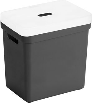 SunWare Opbergboxen/opbergmanden zwart van 25 liter kunststof met transparante deksel - Opbergbox