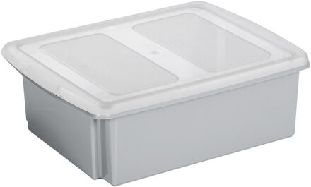 SunWare opslagbox - 17 liter - grijs - 45 x 36 x 14 cm - met afsluitbare deksel