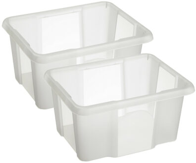 SunWare Opslagbox - 2 stuks - kunststof 24 liter transparant 42 x 33 x 22 cm - Opbergbox