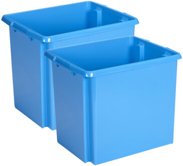 SunWare Opslagbox - 2 stuks - kunststof 45 liter blauw 45 x 36 x 36 cm - Opbergbox