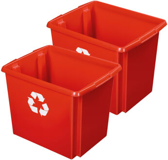 SunWare Opslagbox - 2 stuks - kunststof 45 liter rood 45 x 36 x 36 cm - Opbergbox