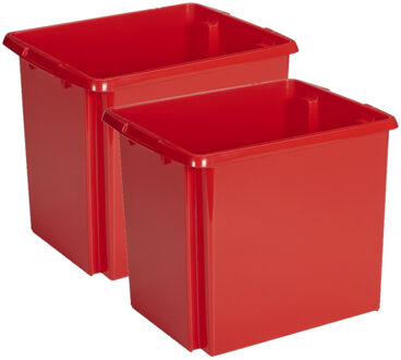 SunWare Opslagbox - 2 stuks - kunststof 45 liter rood 45 x 36 x 36 cm - Opbergbox