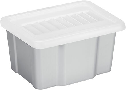 SunWare opslagbox - 24 liter - lichtgrijs - kunststof - 42 x 33 x 22 cm - met afsluitbare deksel