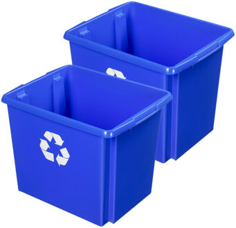 SunWare opslagbox - 2x - kunststof - 45 liter - blauw - 45 x 36 x 36 cm - opbergers - stapelbaar