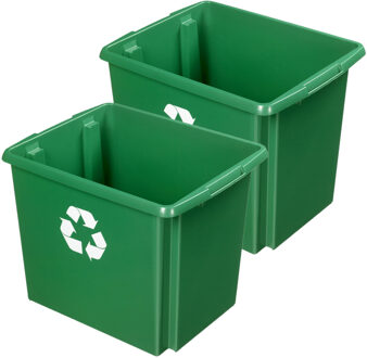 SunWare opslagbox - 2x - kunststof - 45 liter - groen - 45 x 36 x 36 cm - opbergers - stapelbaar