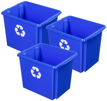 SunWare opslagbox - 3x - kunststof - 45 liter - blauw - 45 x 36 x 36 cm - opbergers - stapelbaar