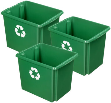 SunWare opslagbox - 3x - kunststof - 45 liter - groen - 45 x 36 x 36 cm - opbergers - stapelbaar