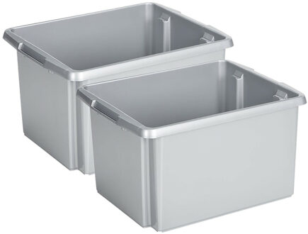 SunWare Opslagbox - 4 stuks - kunststof 32 liter lichtgrijs 45 x 36 x 24 cm