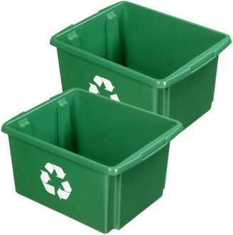 SunWare opslagbox - 4x - groen - 32 liter - 45 x 36 x 24 cm - kunststof - opbergbox