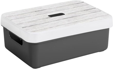 SunWare opslagbox - 9 liter - antraciet - kunststof - 35 x 25 x 12 cm - met afsluitbare deksel