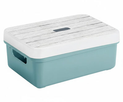 SunWare opslagbox - 9 liter - blauw/grijs - kunststof - 35 x 25 x 12 cm - met afsluitbare deksel