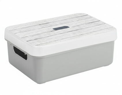 SunWare opslagbox - 9 liter - lichtgrijs - kunststof - 35 x 25 x 12 cm - met afsluitbare deksel