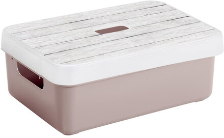 SunWare opslagbox - 9 liter - roze - kunststof - 35 x 25 x 12 cm - met afsluitbare deksel