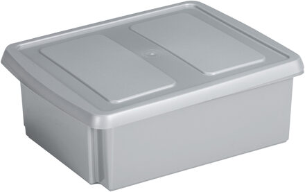 SunWare opslagbox - kunststof - 17 liter - lichtgrijs - 45 x 36 x 14 cm - met afsluitbare deksel