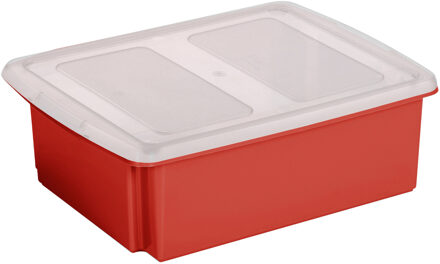 SunWare opslagbox kunststof 17 liter rood 45 x 36 x 14 cm met deksel - Opbergbox