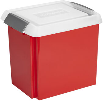 SunWare opslagbox kunststof 45 liter rood 45 x 36 x 36 cm met hoge deksel - Opbergbox