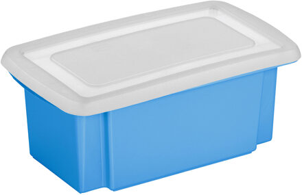 SunWare opslagbox - kunststof - 7 liter - blauw - 38 x 21 x 14 cm - met afsluitbare deksel