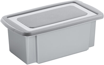 SunWare opslagbox - kunststof - 7 liter - grijs - 38 x 21 x 14 cm - met afsluitbare deksel
