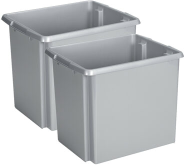 SunWare Opslagbox Nesta - 2x - kunststof - 45L - grijs - 45 x 36 x 36 cm