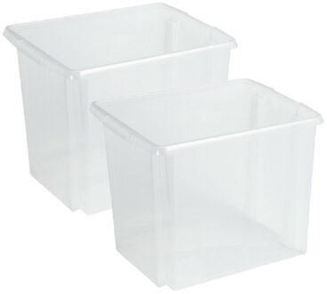SunWare Opslagbox Nesta - 2x - kunststof - 45L - transparant - 45 x 36 x 36 cm